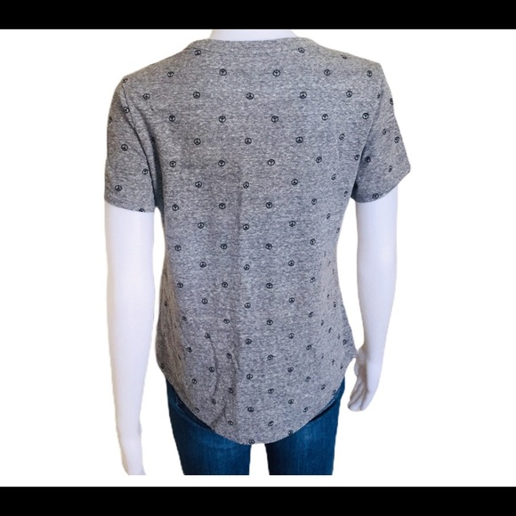 OLD NAVY Everywhere Dainty Peace Sign Print Tee/Top With Cap Sleeves Grey Small - Picture 4 of 11